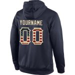Custom Navy Vintage USA Flag Sports Hoodie Sweatshirt with Stitched Name and Number - Personalized Pullover Personalized