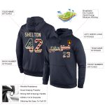 Custom Navy Vintage USA Flag Sports Hoodie Sweatshirt with Stitched Name and Number - Personalized Pullover Personalized