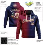Custom Vintage USA Flag Sweatshirt Hoodie with Personalized Name & Number - Navy Maroon Cream Pullover for Sports Teams Personalized