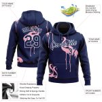 Custom Name Number Flamingo Sports Pullover Hoodie Personalized 3D Pattern Navy-White Sweatshirt Personalized Stitched Navy-White