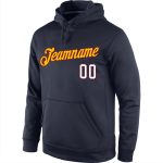 Personalized Navy White-Gold Sports Hoodie Sweatshirt Pullover for Comfortable Style Personalized Stitched Navy White-Gold