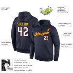 Personalized Navy White-Gold Sports Hoodie Sweatshirt Pullover for Comfortable Style Personalized Stitched Navy White-Gold