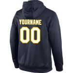 Custom Name Number Sports Hoodie Pullover Sweatshirt in Navy White-Gold - Personalized Team Apparel Personalized Stitched