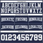 Custom Team Name and Number Football Hoodie Pullover Sweatshirt - Personalized Stitched Navy White-Gray Personalized Stitched