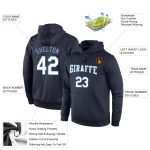 Personalized Custom Team Name Number Hoodie Sweatshirt Pullover Navy Light Blue Stitched Sports Personalized Stitched Navy