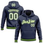 Custom Team Name Number Pullover Hoodie Sweatshirt - Personalized Navy White Neon Green Sports Apparel Personalized Stitched