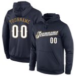 Personalized Navy White Old Gold Sports Hoodie Sweatshirt for Men and Women Personalized Stitched Navy White-Old Gold Sports