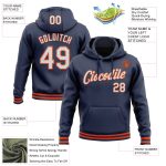 Custom Navy White Orange Sports Hoodie Pullover Sweatshirt - Personalized Stitched Design Personalized Stitched Navy White-Orange