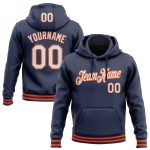 Custom Navy White Orange Sports Hoodie Pullover Sweatshirt - Personalized Stitched Design Personalized Stitched Navy White-Orange