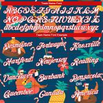 Custom Name Number Personalized 3D Tropical Christmas Sweatshirt Hoodie with Santas, Reindeers, Flamingos in Navy White-Red