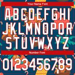 Custom Name Number Personalized 3D Tropical Christmas Sweatshirt Hoodie with Santas, Reindeers, Flamingos in Navy White-Red