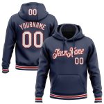 Personalized Navy Red White Sports Hoodie Pullover Sweatshirt for Men and Women Personalized Stitched Navy White-Red Sports