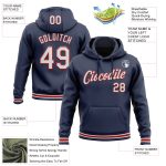 Personalized Navy Red White Sports Hoodie Pullover Sweatshirt for Men and Women Personalized Stitched Navy White-Red Sports