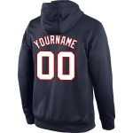 Custom Name Number Hoodie - Personalized Stitched Navy White-Red Sports Pullover Sweatshirt Personalized Stitched Navy White-Red