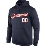 Custom Name Number Hoodie - Personalized Stitched Navy White-Red Sports Pullover Sweatshirt Personalized Stitched Navy White-Red