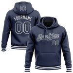 Custom Team Hoodie with Personalized Name and Number - Navy White Stitched Sports Pullover Sweatshirt Personalized Stitched