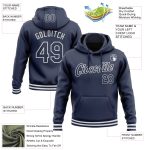 Custom Team Hoodie with Personalized Name and Number - Navy White Stitched Sports Pullover Sweatshirt Personalized Stitched