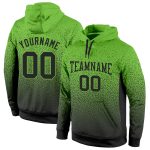 Custom Name and Number Sports Hoodie, Personalized Black Fade Neon Green Pullover Sweatshirt Personalized Stitched Neon Green