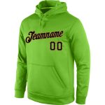 Custom Team Hoodie with Personalized Name and Number - Neon Green, Black & Old Gold Pullover Sports Sweatshirt Personalized