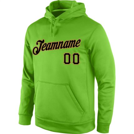 Custom Team Hoodie with Personalized Name and Number - Neon Green, Black & Old Gold Pullover Sports Sweatshirt Personalized