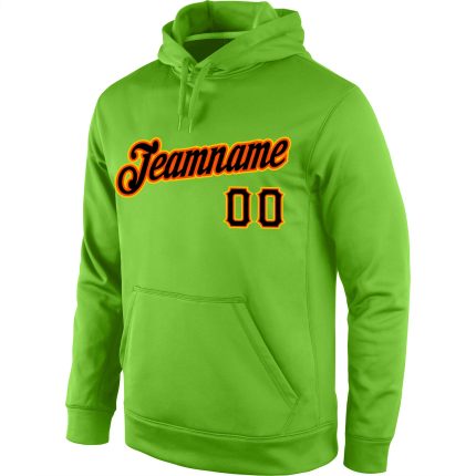 Custom Team Name Number Sports Hoodie Pullover Sweatshirt Neon Green Black-Orange Personalized Stitched Neon Green Black-Orange