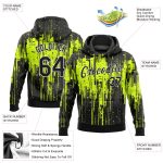 Custom Team Hoodie Personalized with Name & Number, Neon Green Black-White 3D Pattern Sports Pullover Sweatshirt Personalized