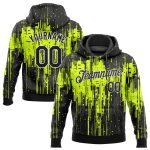 Custom Team Hoodie Personalized with Name & Number, Neon Green Black-White 3D Pattern Sports Pullover Sweatshirt Personalized
