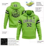Custom Neon Green Black-White Football Hoodie Sweatshirt with Personalized Name and Number - Stitched Pullover Personalized