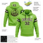 Custom Football Hoodie with Personalized Name & Number - Neon Green & Brown-White Pullover Sweatshirt Personalized Stitched