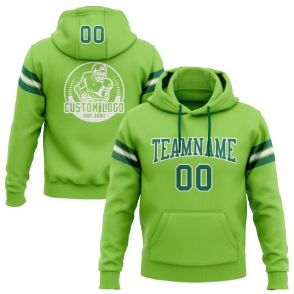 Custom Name Number Neon Green Football Hoodie Sweatshirt Pullover - Personalized Stitched Team Apparel Personalized Stitched