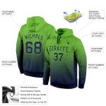 Custom Name and Number Hoodie - Personalized Stitched Neon Green Navy Fade Fashion Sports Pullover Sweatshirt Personalized