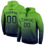 Custom Name and Number Hoodie - Personalized Stitched Neon Green Navy Fade Fashion Sports Pullover Sweatshirt Personalized
