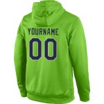 Custom Neon Green Navy-Gray Sports Hoodie with Personalized Name and Number - Stitched Pullover Sweatshirt Personalized Stitched