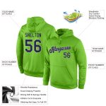 Custom Neon Green Navy-Gray Sports Hoodie with Personalized Name and Number - Stitched Pullover Sweatshirt Personalized Stitched
