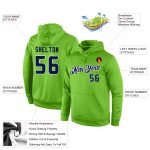 Custom Neon Green Navy-White Sports Hoodie with Personalized Name and Number - Stitched Pullover Sweatshirt Personalized