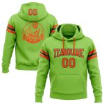 Custom Team Hoodie with Personalized Name & Number, Neon Green and Orange-Black Stitched Pullover Sweatshirt Personalized