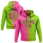 Custom Team Name Number Neon Green Pink Black Gradient Pullover Hoodie Sweatshirt Fashion Sports Apparel Personalized Stitched