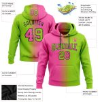 Custom Team Name Number Neon Green Pink Black Gradient Pullover Hoodie Sweatshirt Fashion Sports Apparel Personalized Stitched