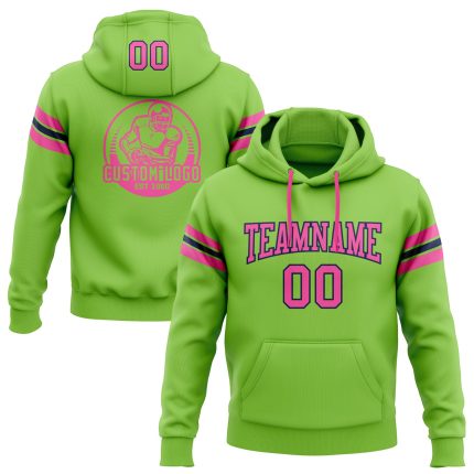 Custom Team Name Number Football Hoodie Personalized Neon Green Pink Navy Pullover Sweatshirt Personalized Stitched Neon