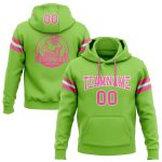 Custom Neon Green Pink White Football Hoodie with Name & Number - Personalized Stitched Pullover Sweatshirt Personalized