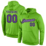Custom Name and Number Pullover Hoodie for Sports, Personalized Neon Green and Purple-Gray Sweatshirt Personalized Stitched