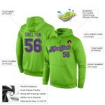 Custom Name and Number Pullover Hoodie for Sports, Personalized Neon Green and Purple-Gray Sweatshirt Personalized Stitched