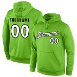 Custom Team Hoodie with Personalized Name & Number - Neon Green White-Black Sports Pullover Sweatshirt Personalized Stitched