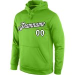 Custom Team Hoodie with Personalized Name & Number - Neon Green White-Black Sports Pullover Sweatshirt Personalized Stitched