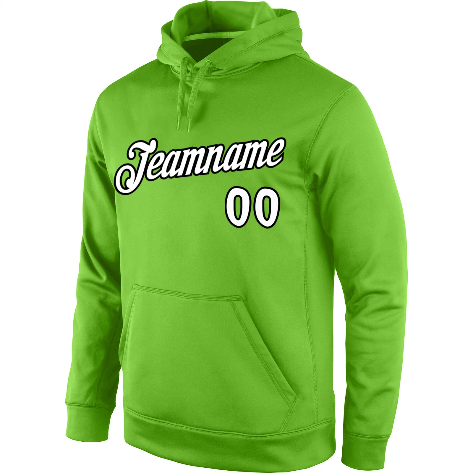 Personalized Stitched Neon Green White-Black Sports Pullover Sweatshirt Hoodie Team Custom Name and Number Custom Team Hoodie with Personalized Name & Number - Neon Green White-Black Sports Pullover Sweatshirt Personalized Stitched - Image 2