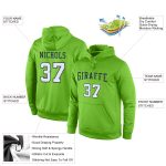 Custom Team Hoodie Personalized Neon Green White-Navy Pullover Sweatshirt with Name and Number Personalized Stitched Neon