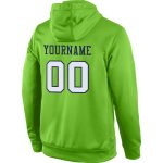 Custom Team Hoodie Personalized Neon Green White-Navy Pullover Sweatshirt with Name and Number Personalized Stitched Neon
