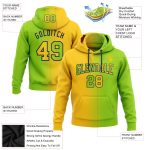 Custom Neon Green Yellow-Navy Gradient Pullover Hoodie with Personalized Name & Number - Fashion Sports Sweatshirt Personalized