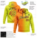 Custom Name and Number Sports Hoodie, Personalized Neon Yellow Bay Orange-Navy Gradient Pullover Sweatshirt Personalized