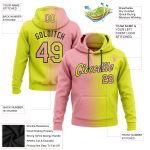 Custom Team Name Number Hoodie - Personalized Neon Yellow Pink-Black Gradient Pullover Sweatshirt for Sports Personalized